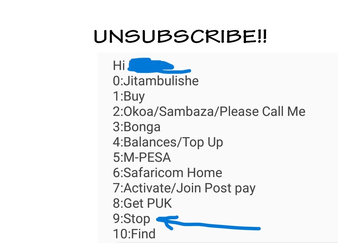 an image showing steps how to unsubscribe from subscriptions on safaricom